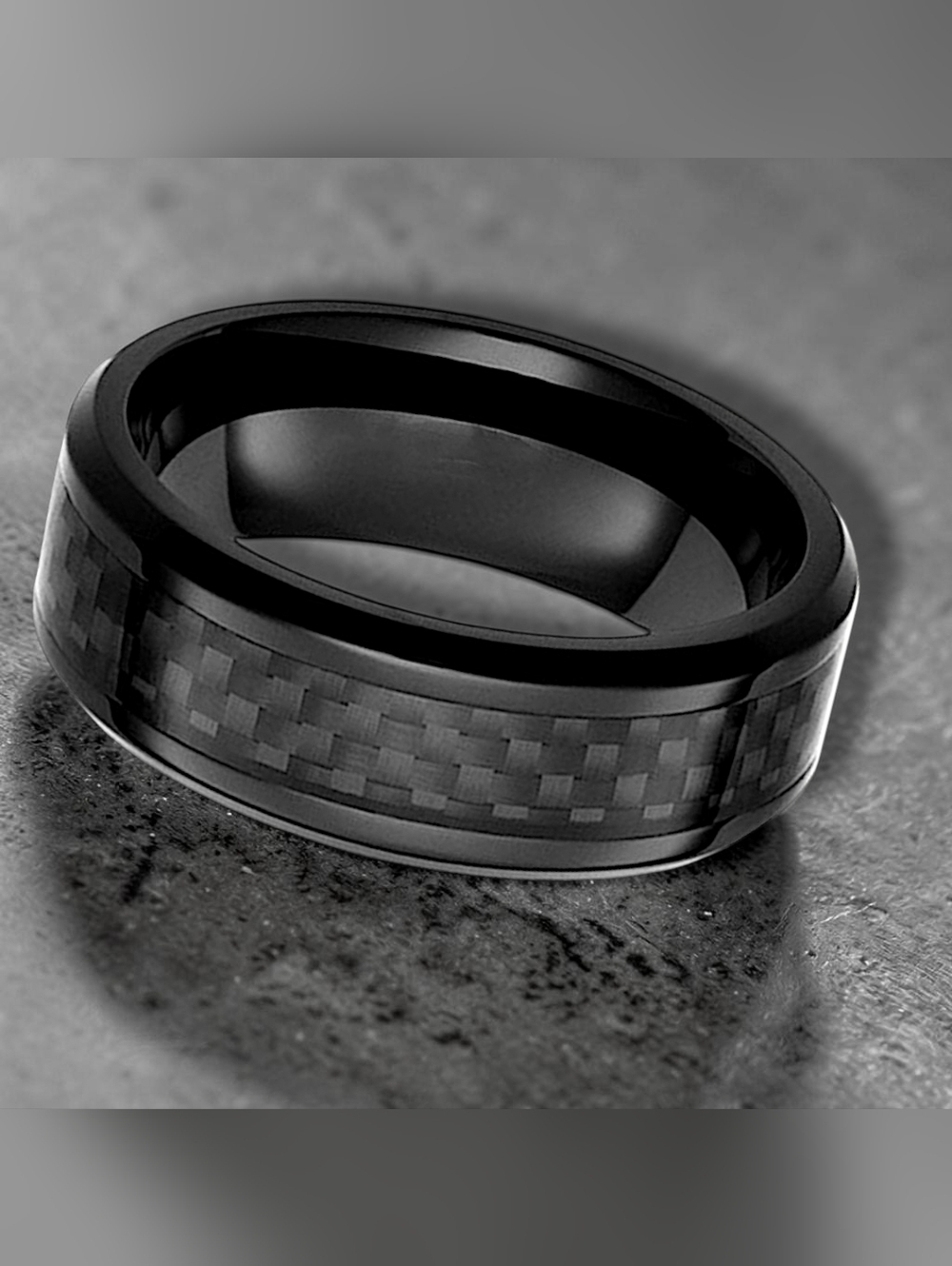 Black Carbon Fiber Men's Titanium Wedding Band Ring Size 12